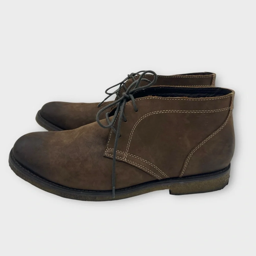 Johnston & Murphy Chukka Boots Men's Size 11.5 Brown Leather Shoes‎ Distressed
